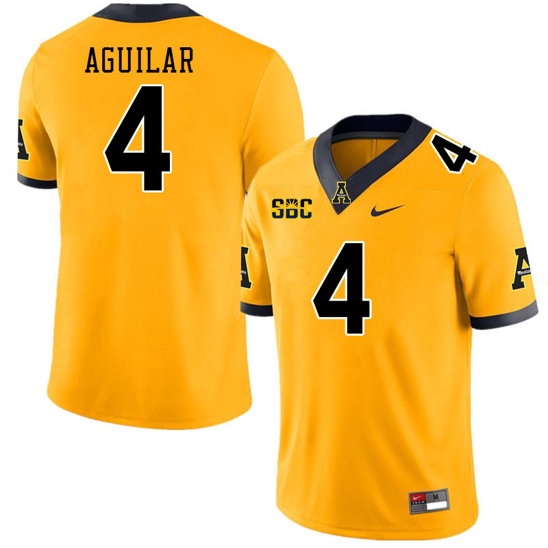 Men #4 Joey Aguilar Appalachian State Mountaineers College Football Jerseys Stitched Sale-Gold - Click Image to Close